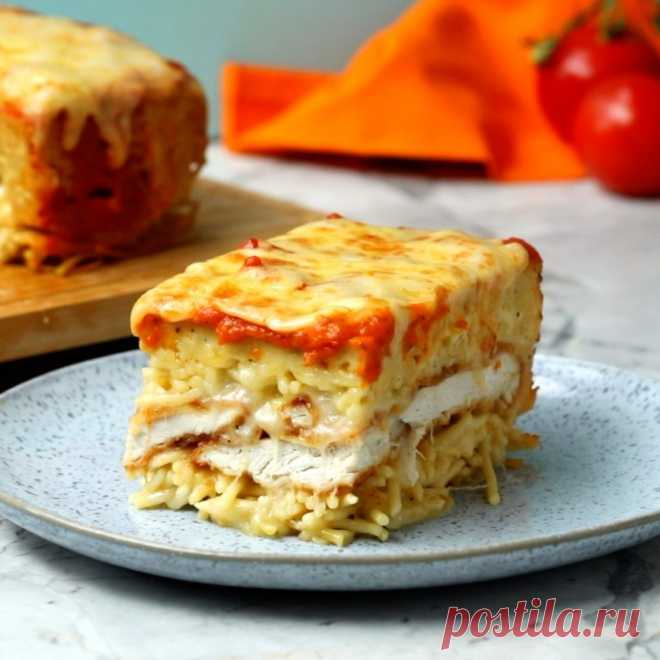 Chicken Parm Spaghetti Pie