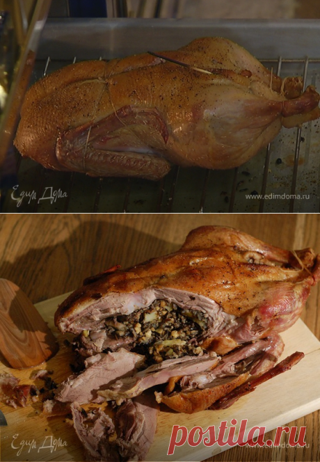 Запеченная утка, фаршированная диким рисом и яблоками. Ингредиенты: утка, рис дикий, яблоки зеленые | Официальный сайт кулинарных рецептов Юлии Высоцкой