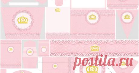 Golden Crown in Pink Lace Free Printable Sweet Sixteen Party Kit. Here a sweet 16 Free Printable Kit , very complete , with a Cute Design in Pink and Brown with Polka Dots . Perfect for party th...