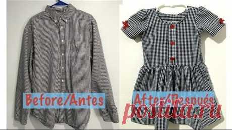 Camisa de Hombre a Vestidito de Niña/Men's Shirt into a Little Dress
