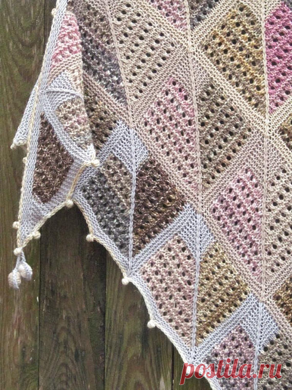 Шаль *Квадраты по диагонали* в технике пэчворк - Klubok - Modnoe Vyazanie.ru.com