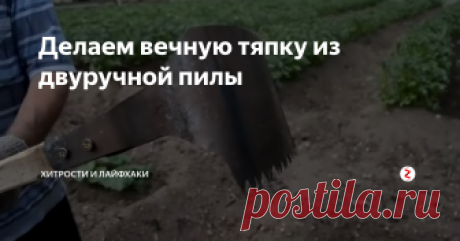 Делаем вечную тяпку из двуручной пилы Вот уже наступило время прополки сорняков. Чтобы работа была легкой и эффективной, нужен хороший инструмент.