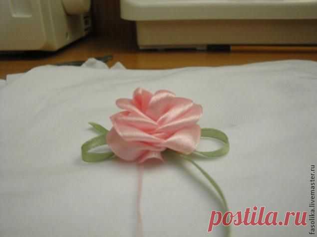 Розочка из атласной ленты за 1 минуту - Ярмарка Мастеров - ручная работа, handmade
