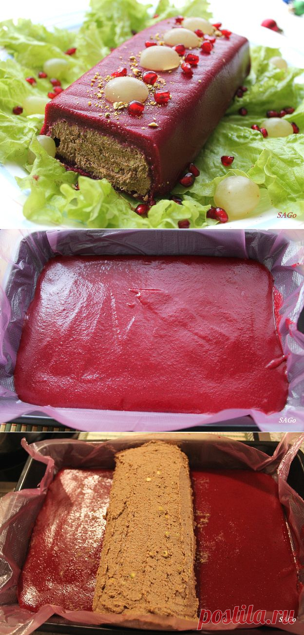 Паштет из печени с фисташками под клюквенным соусом
