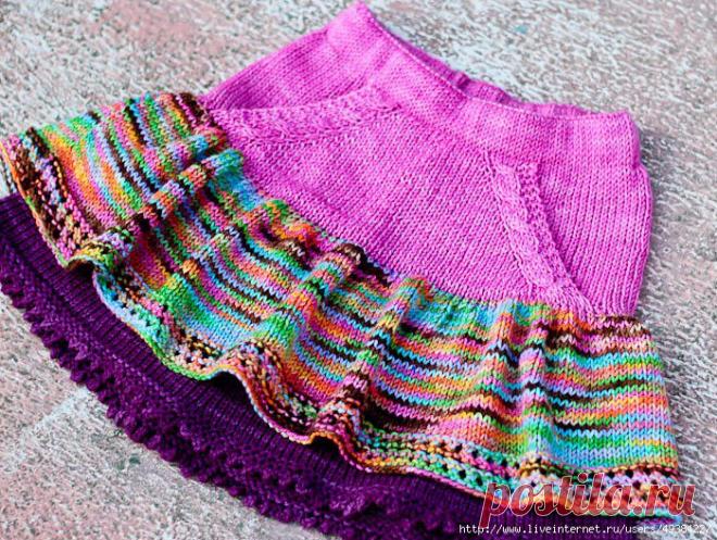 Коралловая юбка от Елены Нодель. Спицы.