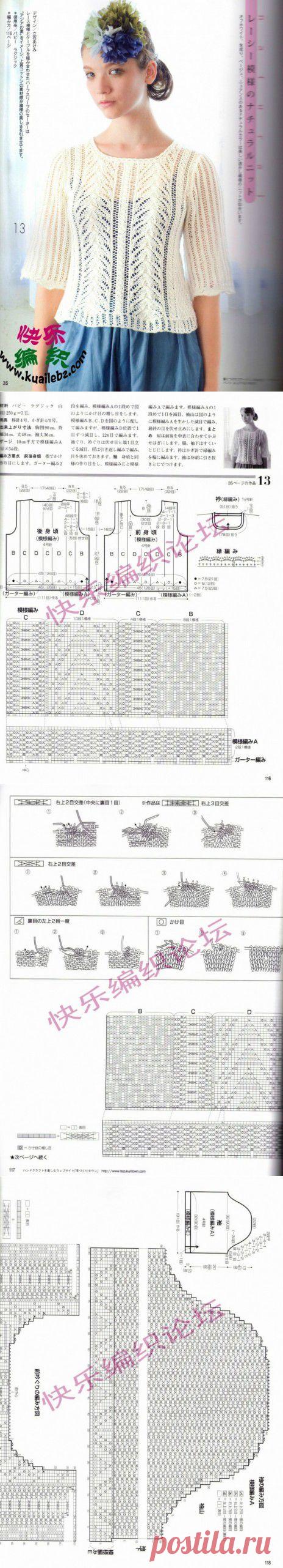 Ажурная кофточка спицами | Вязание крючком и спицами