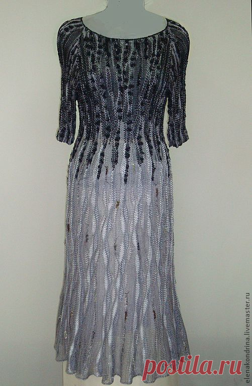 Платье "Позёмка.Из черного в серый" - серый,дизайнерская одежда,авторская техника