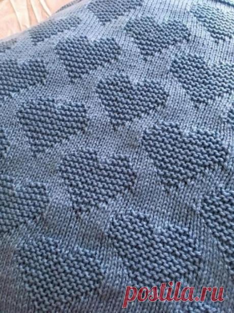 Схема узора с сердечками, вяжем спицами