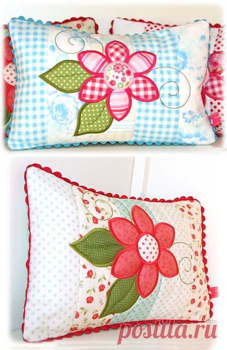 Аппликации из ткани на подушки: схема "Цветок"