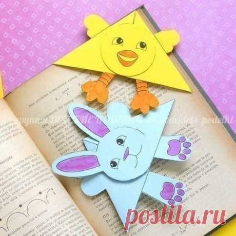 Закладки-уголки зайчик и цыпленок
