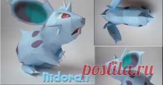 NIDORAN F (Happy Valentine's Day!) 029 / Nidoran ♀   - Pokémon Papercraft Name:  Nidoran♀ Type:  Poison Species:  Poison Pin Pokémon Height:   0.4 m (1′04″) Weight:  7.0 kg (1...