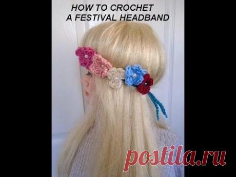 FESTIVAL CROCHET HEADBAND FLOWER CROWN, headpiece, how to diy
