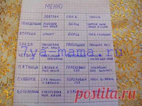 ПОШАГОВАЯ инструкция КАК составить меню на неделю для всей семьи | Семья и мама
