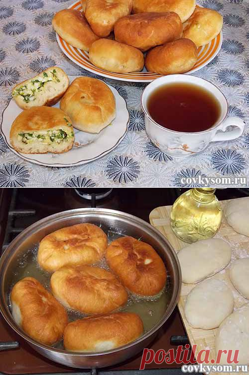 Румяные жареные пирожки из теста на сыворотке | Домашняя кулинария