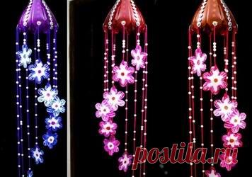 Как сделать из пластиковых бутылок декоративную подвеску Музыка ветра Как сделать из пластиковых бутылок декоративную подвеску Музыка ветра