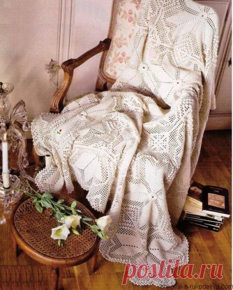 Плед вязаный мотивами Плед вязаный мотивами крючком. Плед большими цветочными мотивами