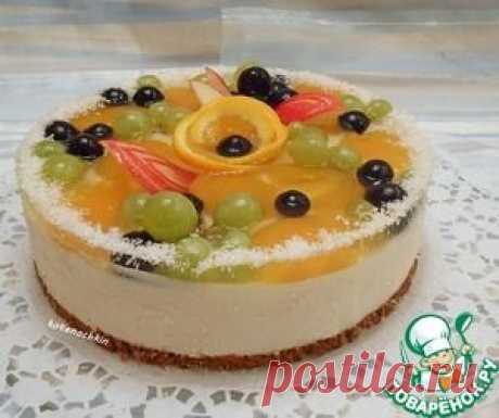 Творожно-желейный торт с фруктами - кулинарный рецепт