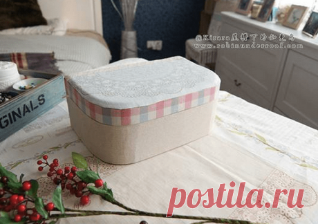Делаем симпатичный чемоданчик из картона и остатков ткани