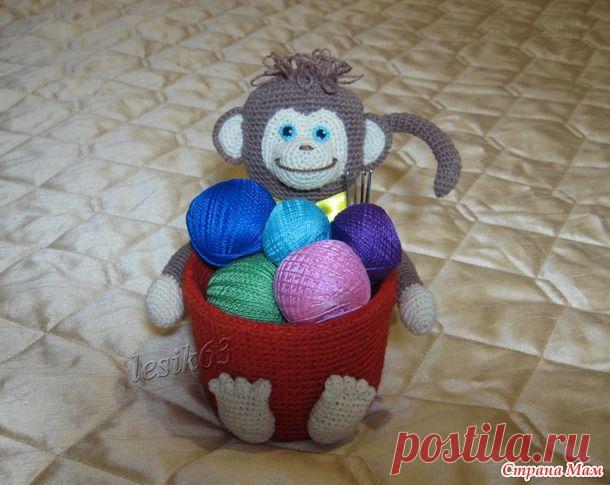 МК корзиночки с обезьянкой в подарок «Странамамочкам» к Новому 2016 году. - Вязание - Страна Мам