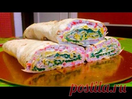 Крабовый рулет / Рулет с крабовыми палочками и зеленью