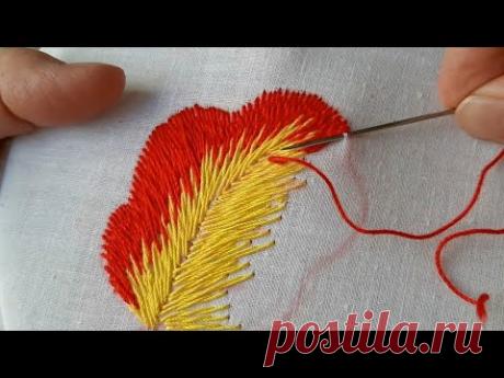 Вышивка гладью для начинающих. Основы техники вышивки лепестка ириса, гибискуса, гладиолуса.