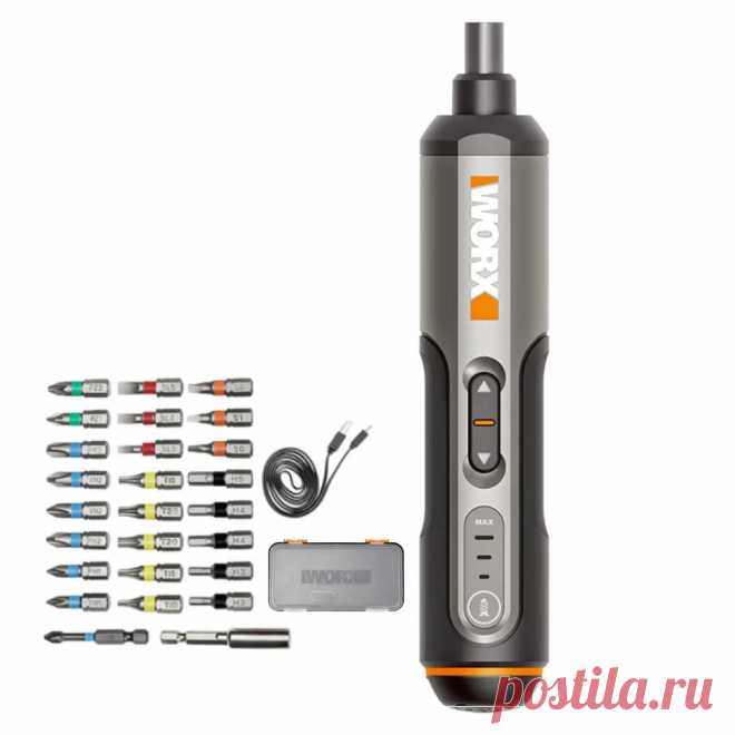 Worx wx240 4v usb mini screwdriver cordless electric screwdrivers hosehold diy screw driver tool handle with 26pcs bit Sale - Banggood.com