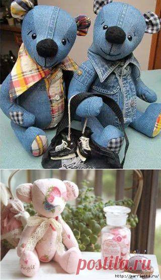 Шьем медведя из старых джинсов. Выкройка игрушки