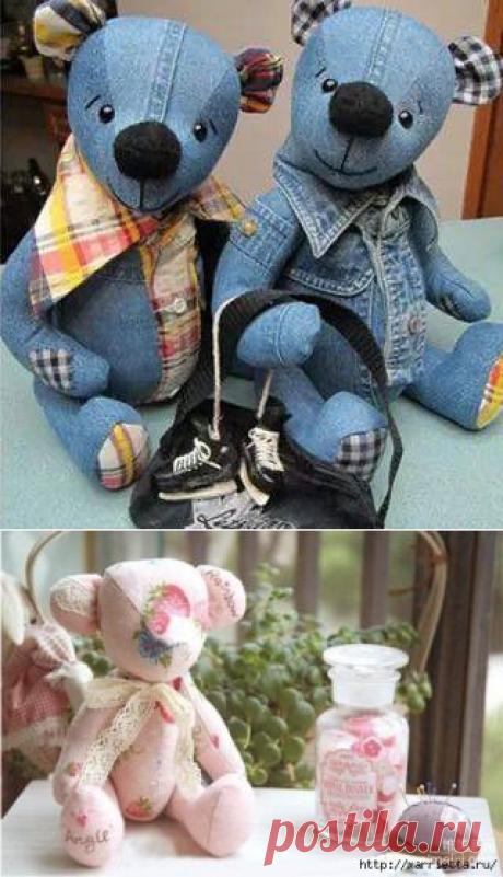 Шьем медведя из старых джинсов. Выкройка игрушки