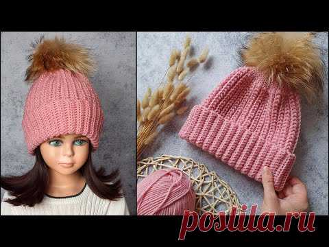 МЕГА ПРОСТАЯ и классная ШАПКА КРЮЧКОМ! Свяжет каждый! Вязание крючком для начинающих | Crochet Hat