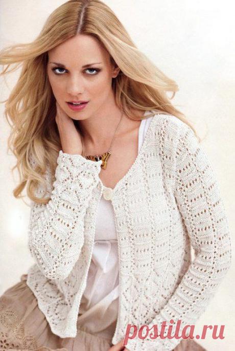 Ажурный жакет спицами..