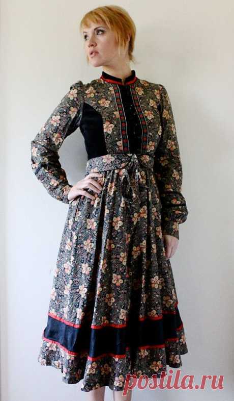 70's Jessica McClintock Gunne Sax Dress S/M