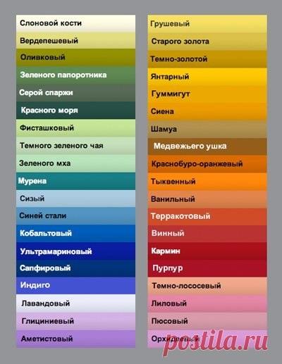 #Названия_цветов
Краткий список названий цветов