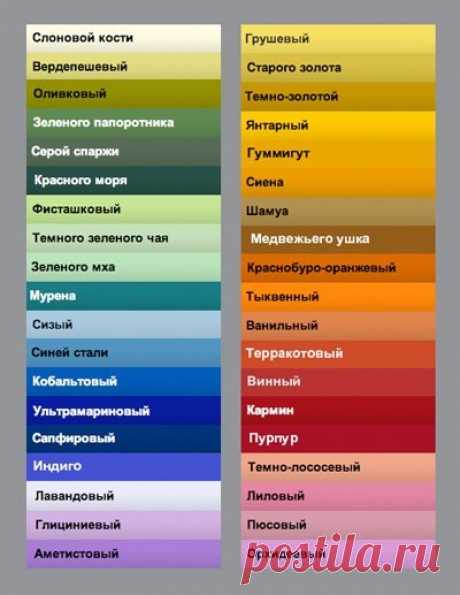 #Названия_цветов
Краткий список названий цветов
