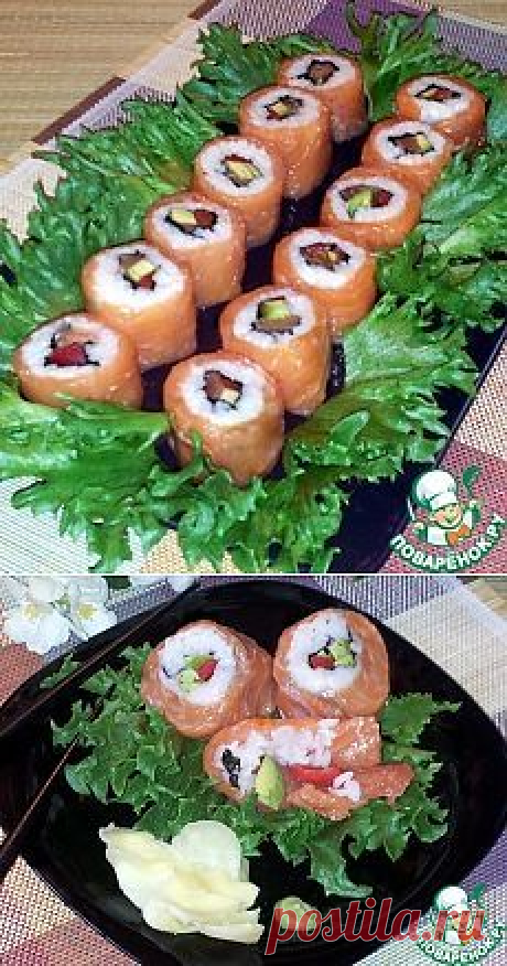 Роллы с лососем, авокадо и болгарским перцем - кулинарный рецепт
