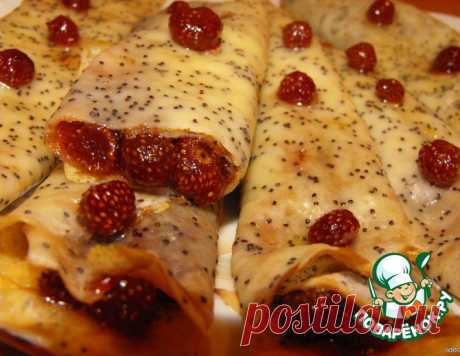 Маковые крепы с земляничным вареньем – кулинарный рецепт