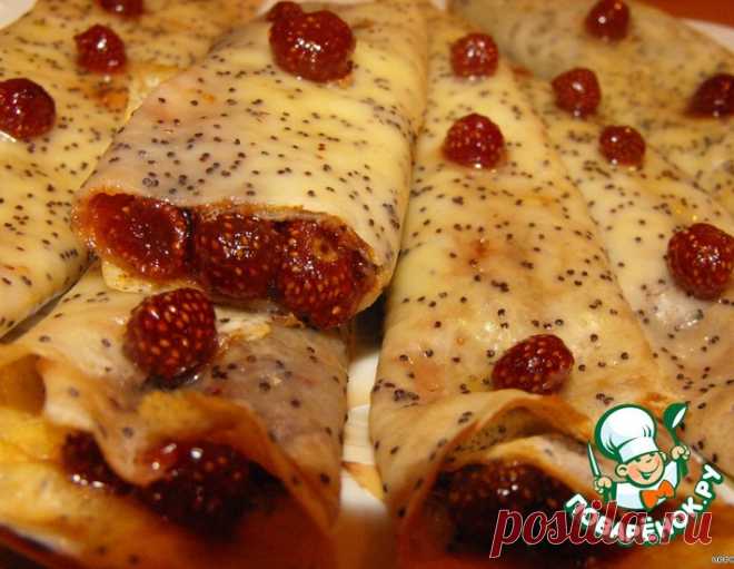 Маковые крепы с земляничным вареньем – кулинарный рецепт