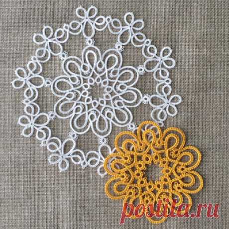 Doily No.3 Raindrops (Free patterns) - tatting lace, Marmelo