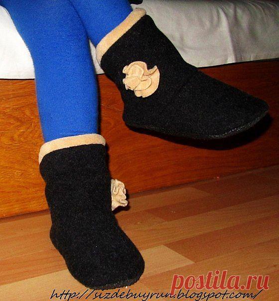 Шьем теплые домашние тапочки - сапожки