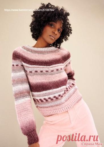 Свитер"MOCELLO". Спицы. Размеры: 36/38 (40/42 - 44/46 - 48/50) Указания для разных размеров даны в скобках. Если указана одна цифра — она относится ко всем размерам.