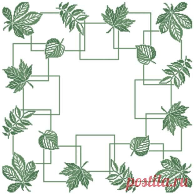 Скатерть с листиками - Домоводство - медиаплатформа МирТесен Название: Скатерть с листиками Размер (крестиков): 241 х 241 Цвета (нитки): 2 Автор: Скачать