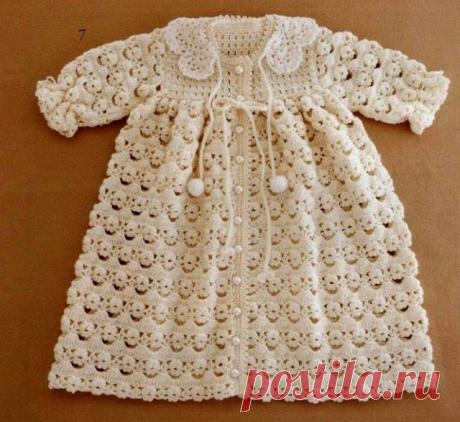 #671 Patrón de Abrigo de Bebé tejido a Crochet ~ Patrones de Crochet y Dos Agujas