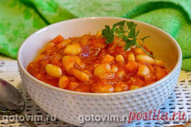 Густой томатный суп с белой фасолью