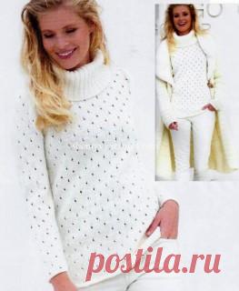 Свитер с узором из дырочек