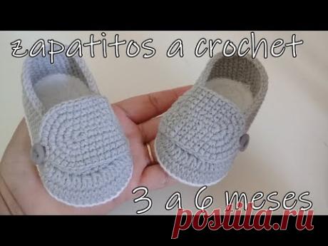 zapatitos tejidos a crochet - bebe - 3 a 6 meses -tejido facil