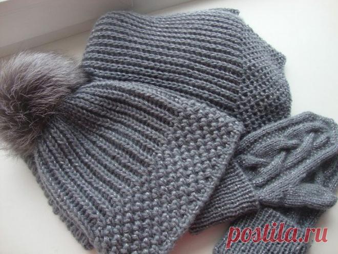 Тёплый вязаный комплект