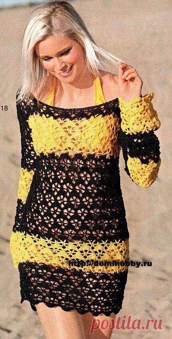 КРУЖЕВНАЯ ТУНИКА ДЛЯ ПЛЯЖА КРЮЧКОМ..