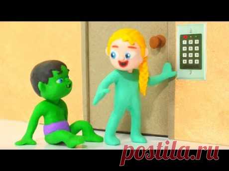 SUPERHERO BABIES OPEN SECURITY DOOR ❤ Hulk & Frozen Elsa Play Doh Cartoons For Kids