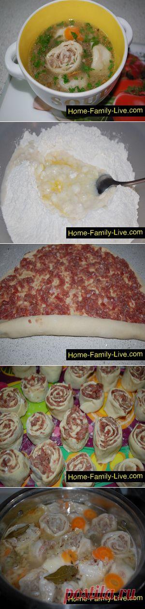Суп с мясными рулетами - Кулинарные рецепты