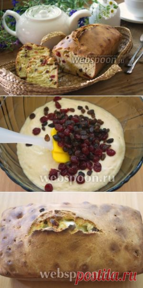 Кекс на кефире с изюмом и сушёной вишней.