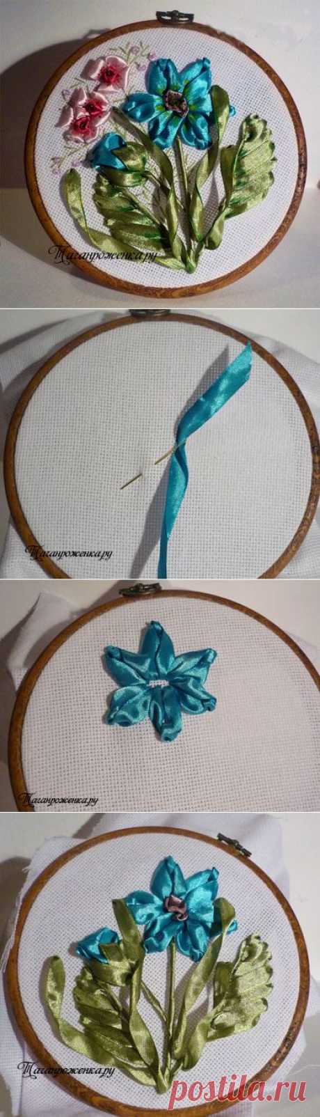 Вышивка лентами для начинающих. Мастер-класс | Умелые ручки